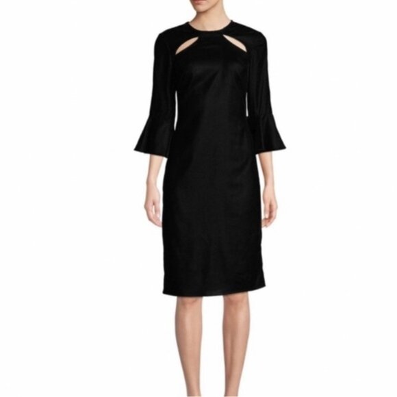Shoshanna Bellaire Cutout Trumpet-Sleeve Dress Black Velvet Style